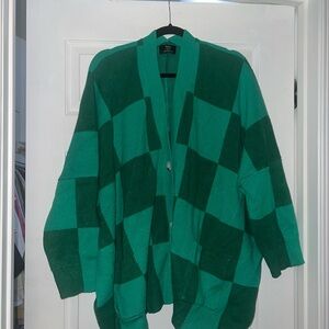 Dressed in LALA Green Checkered Cardigan
